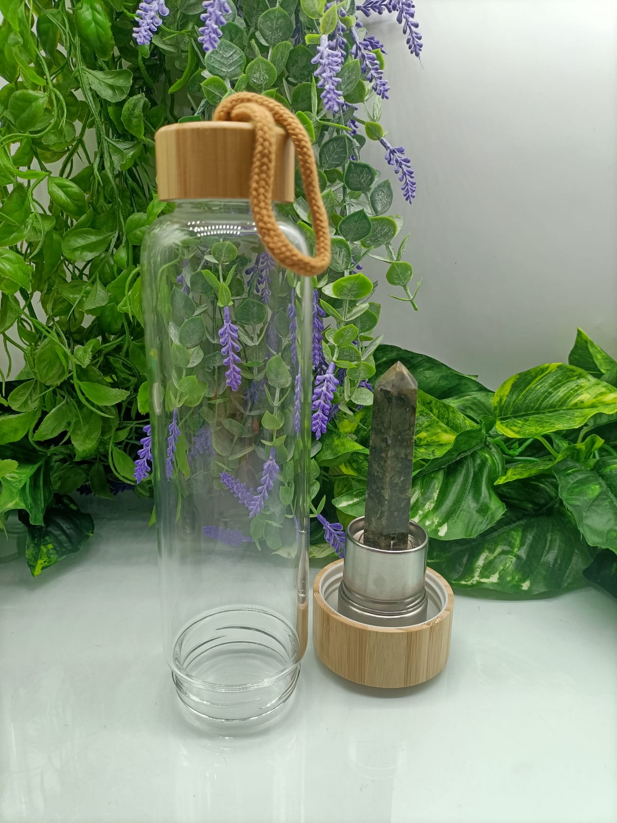 Infused Healing Crystal Bamboo Water Bottle Crystal Wellness