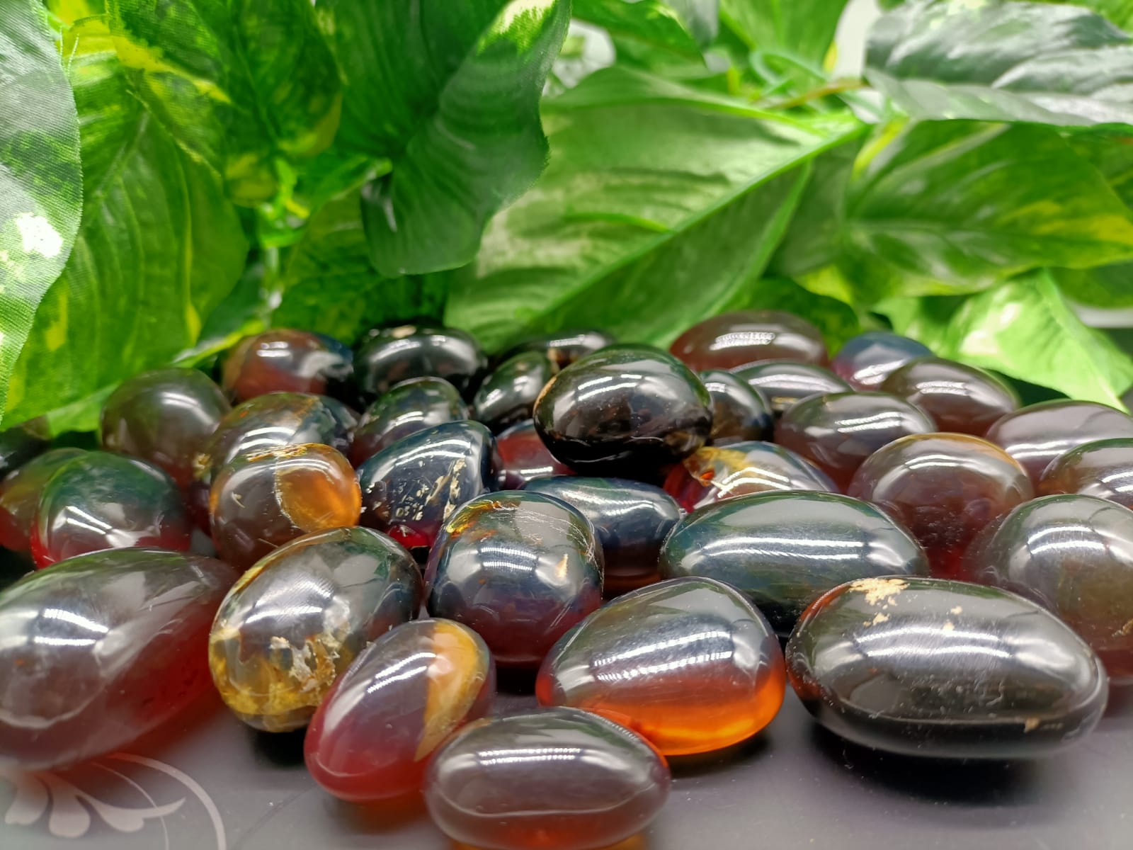 Genuine Sumatran Blue Amber Tumbled Stone RARE Crystal Wellness