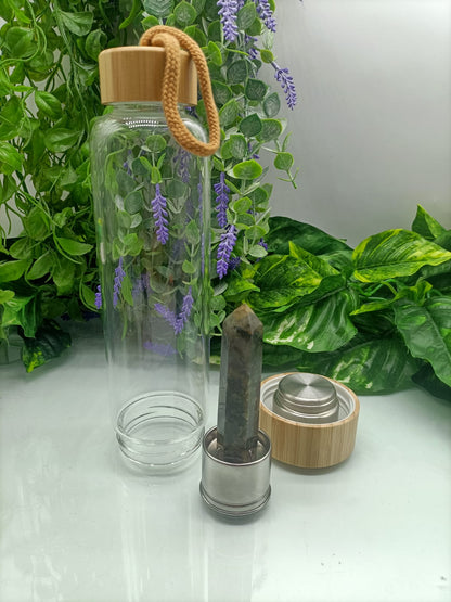 Infused Healing Crystal Bamboo Water Bottle Crystal Wellness