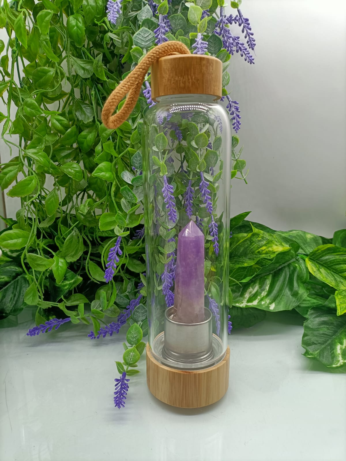 Infused Healing Crystal Bamboo Water Bottle Crystal Wellness