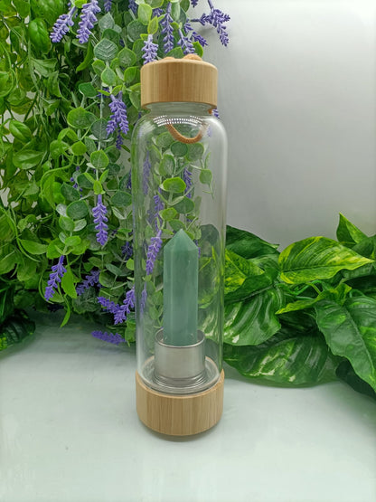 Infused Healing Crystal Bamboo Water Bottle Crystal Wellness