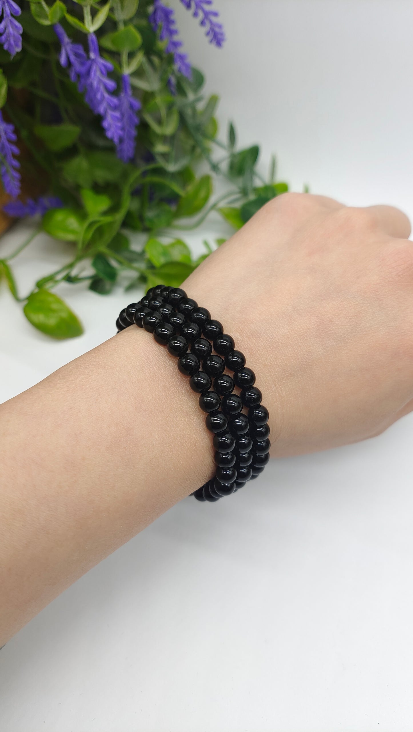 Black Obsidian Beads Bracelet Crystal Wellness