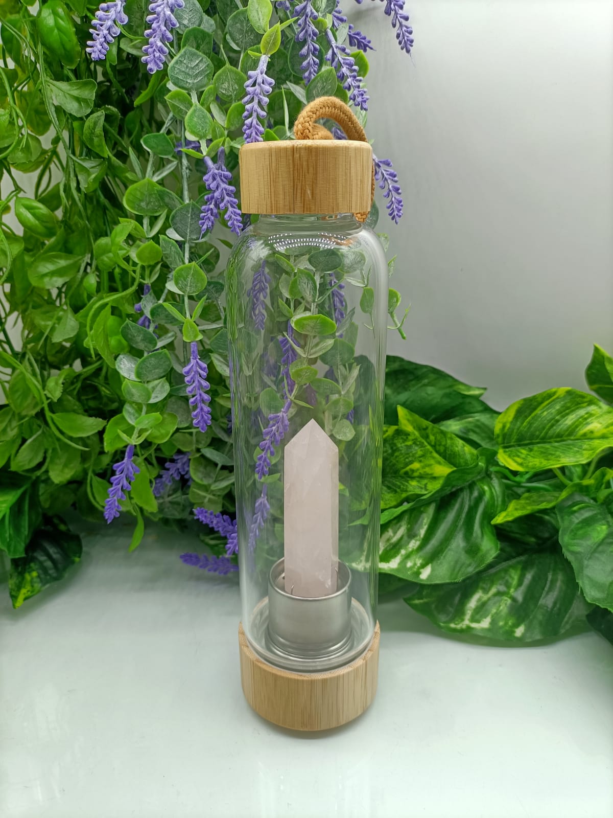 Infused Healing Crystal Bamboo Water Bottle Crystal Wellness