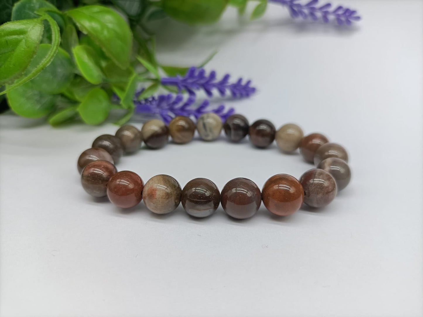 Petrified Wood Beads Bracelet Crystal Wellness