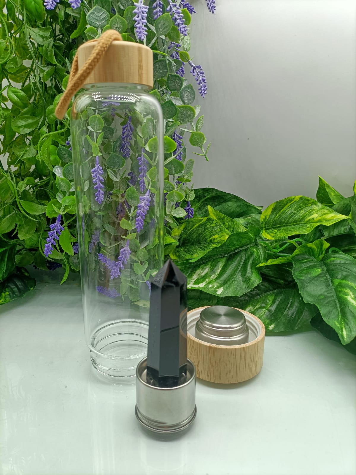 Infused Healing Crystal Bamboo Water Bottle Crystal Wellness