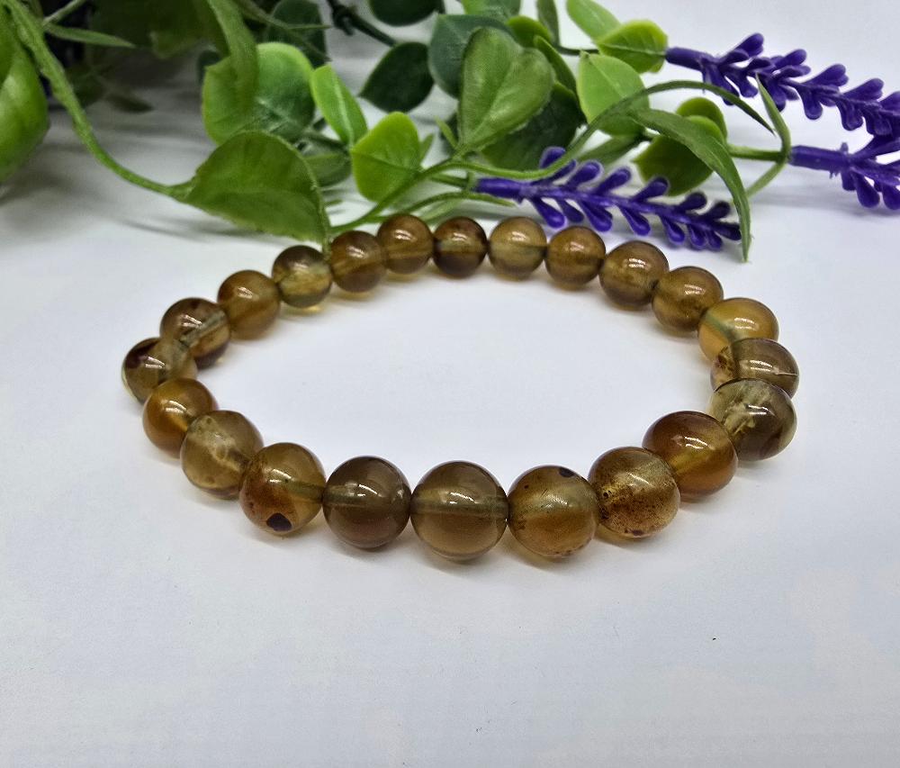 Genuine Sumatra Blue Amber 10mm Beads Bracelet RARE Crystal Wellness