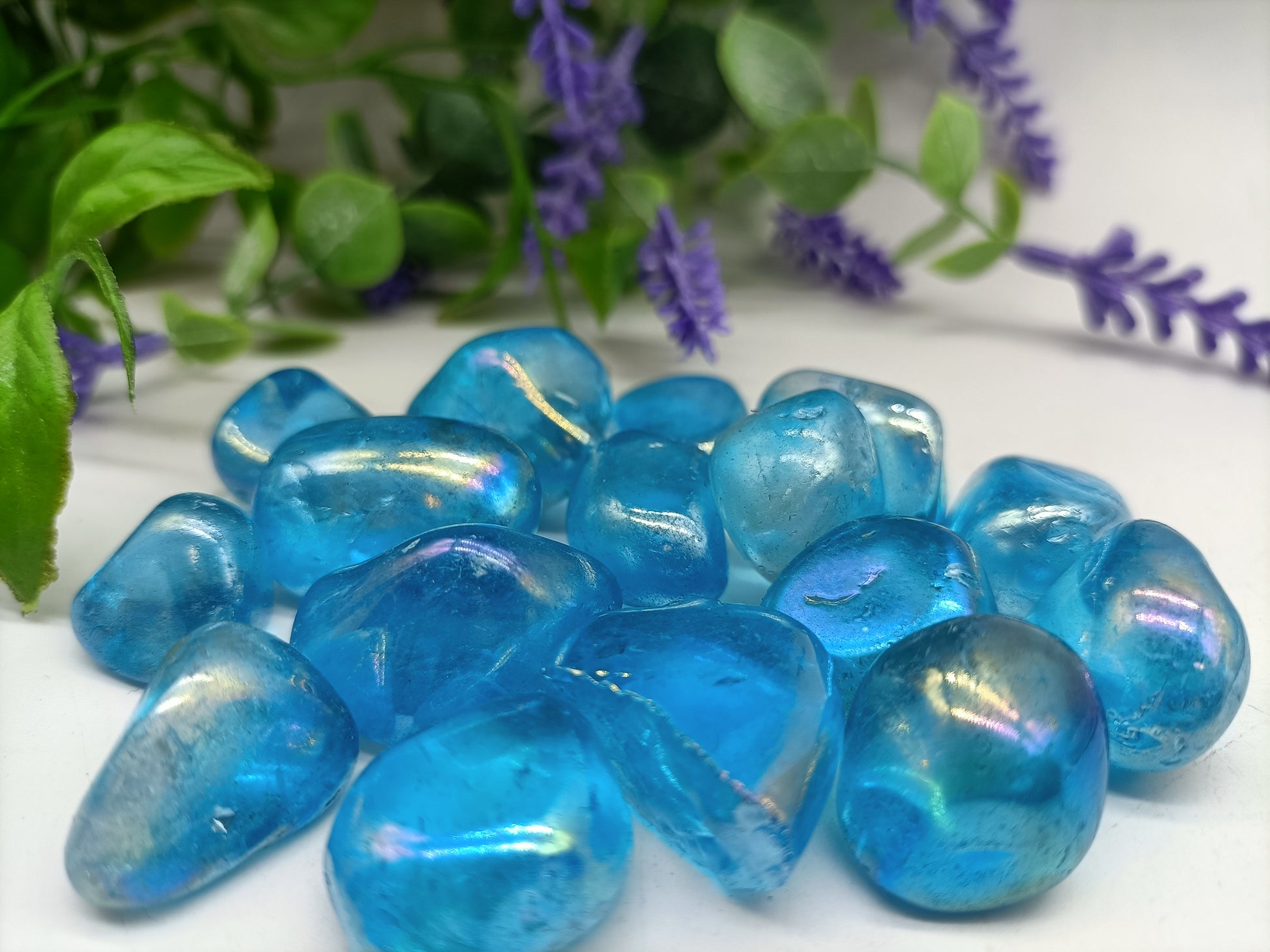 Blue Aura Quartz Tumbled Stone Crystal Wellness