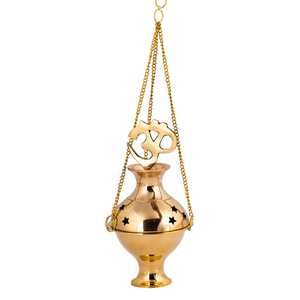 Brass Incense Burner - Om Hanging