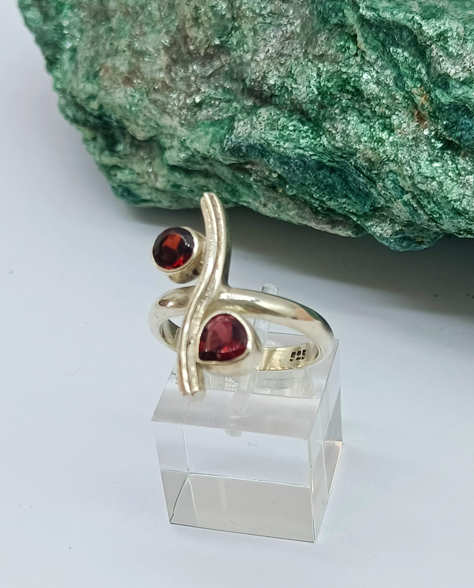 Garnet 925 Sterling Silver Ring Size 8 Crystal Wellness