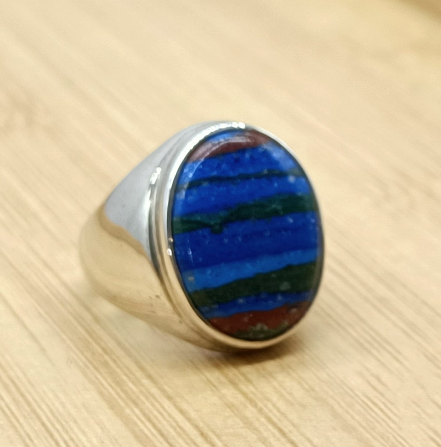 Rainbow Calsilica 925 Sterling Silver Ring Size 7