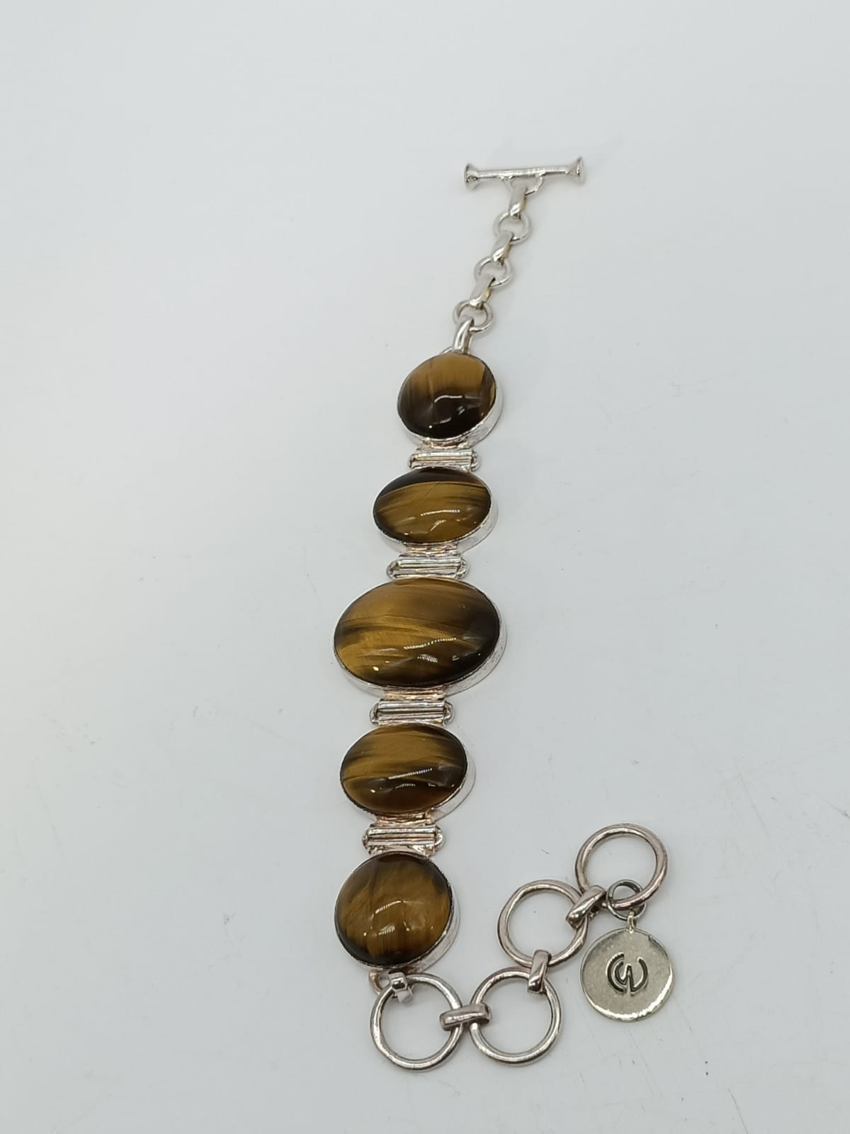 Gold Tigers Eye 925 Sterling Silver Bracelet